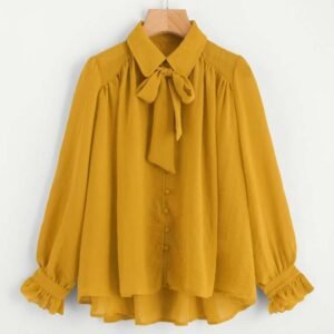 Mustard Charm – Bow Tie Collar Top